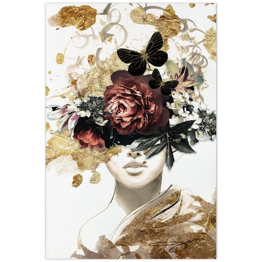 Empire Art Direct 32" x 48" Gold Covered Frameless Free Floating Printed Tempered Glass Wall Art